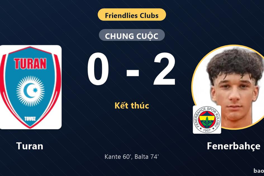 Turan 0-2 Fenerbahçe: Fenerbahçe giành chiến thắng