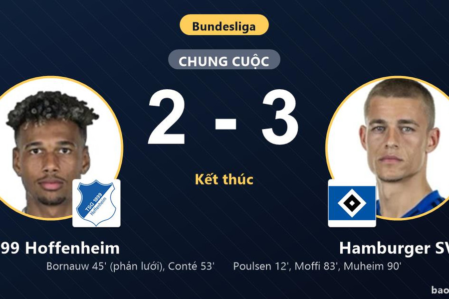 1899 Hoffenheim 2-3 Hamburger SV: Hamburger SV giành chiến thắng