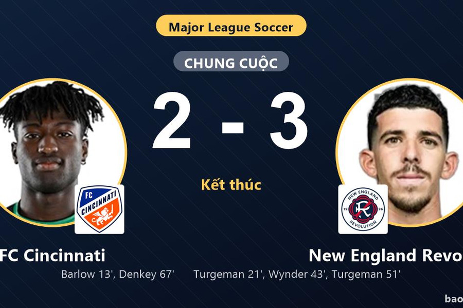 FC Cincinnati 2-3 New England Revolution: New England Revolution giành chiến thắng