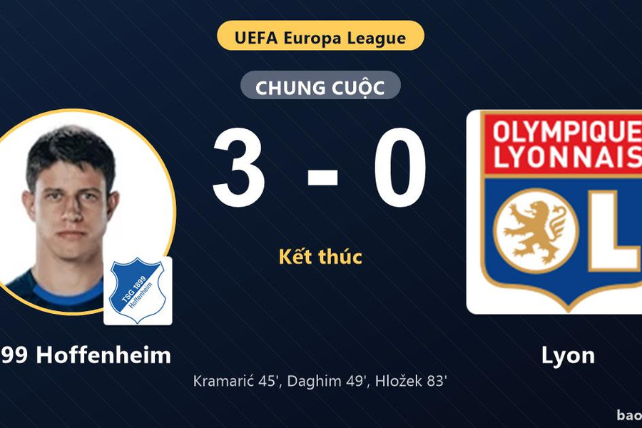 1899 Hoffenheim 3-0 Lyon: 1899 Hoffenheim giành chiến thắng