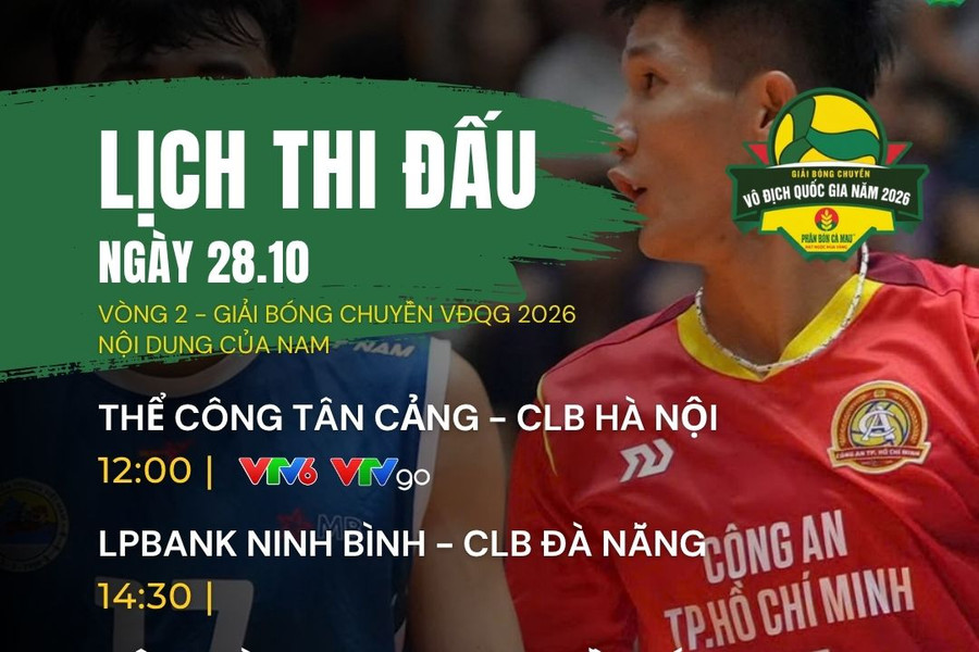 Lịch thi đấu và trực tiếp bóng chuyền VĐQG 2026 hôm nay 28/10: Tâm điểm Sanest Khánh Hòa
