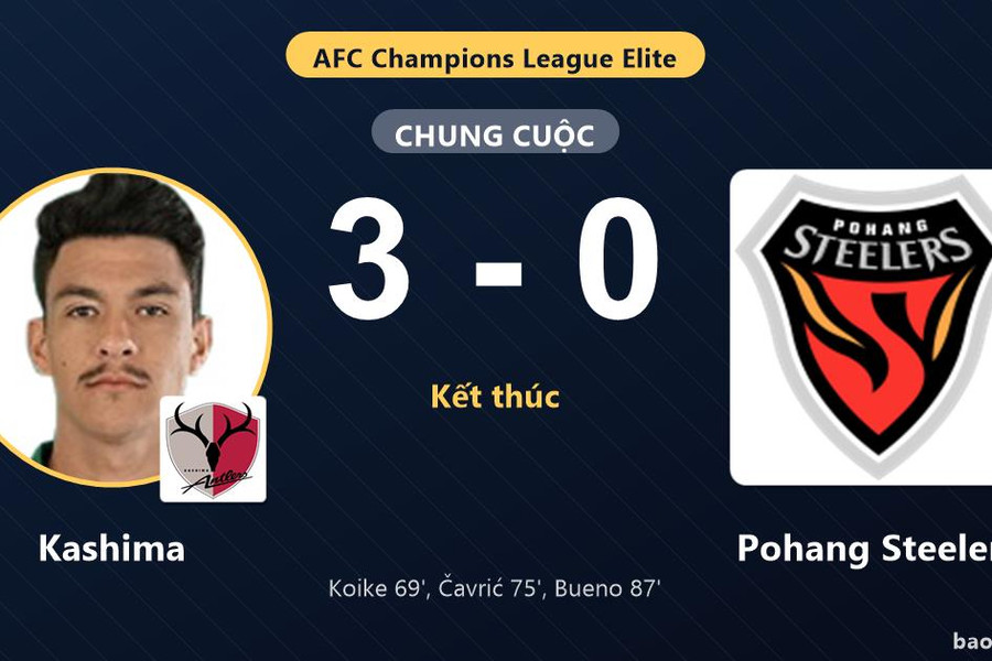Kashima 3-0 Pohang Steelers: Kashima giành chiến thắng