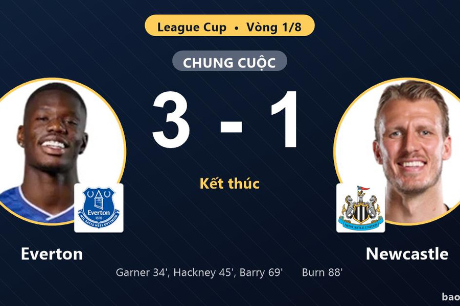 Everton 3-1 Newcastle: Everton giành chiến thắng